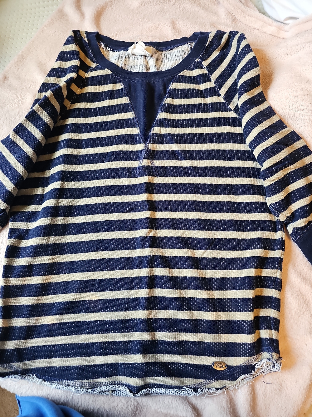 Quiksilver Navy & Cream Striped Knit Pullover